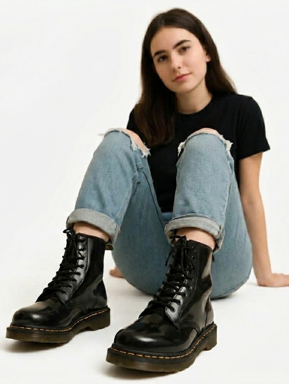 Dr. Martens 1460 Patent Leather Lace Up Boots - Scratches - Women's 7